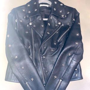 Alice + Olivia black with silver stars beautiful leather jacket
